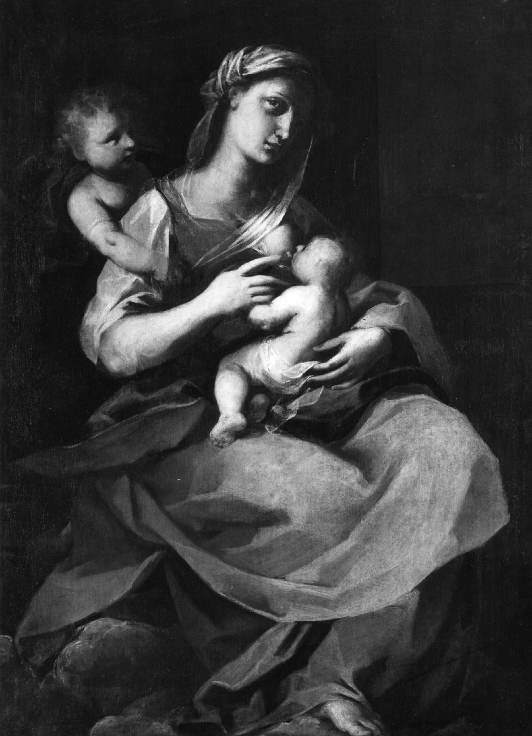 Madonna con Bambino e San Giovannino (dipinto) - ambito senese (sec. XVII)
