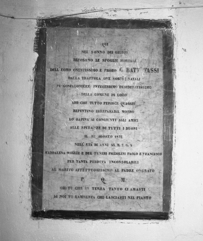 lapide tombale - bottega toscana (sec. XIX)