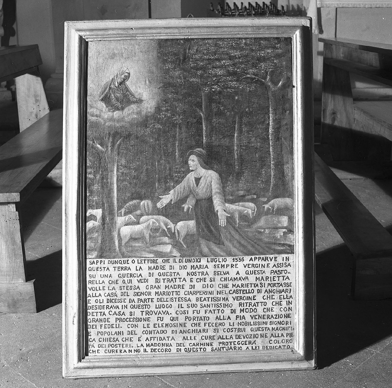 apparizione della Madonna (dipinto, opera isolata) - ambito toscano (sec. XVIII)