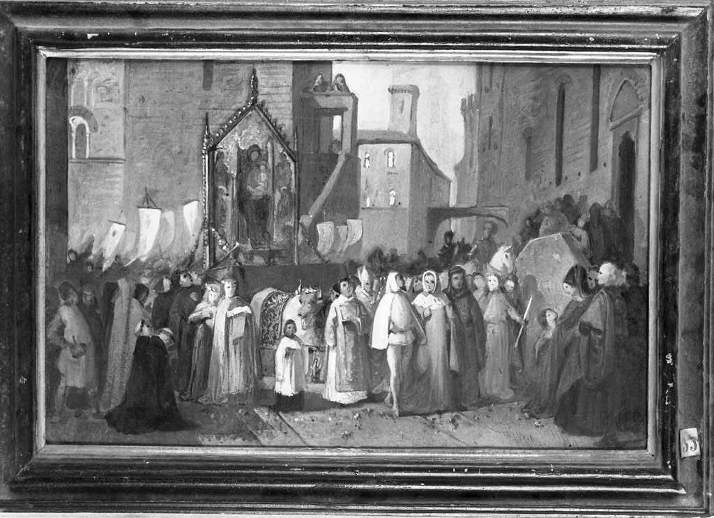 trasporto della Maestà di Duccio (dipinto) di Moricci Giuseppe (attribuito) (metà sec. XIX)