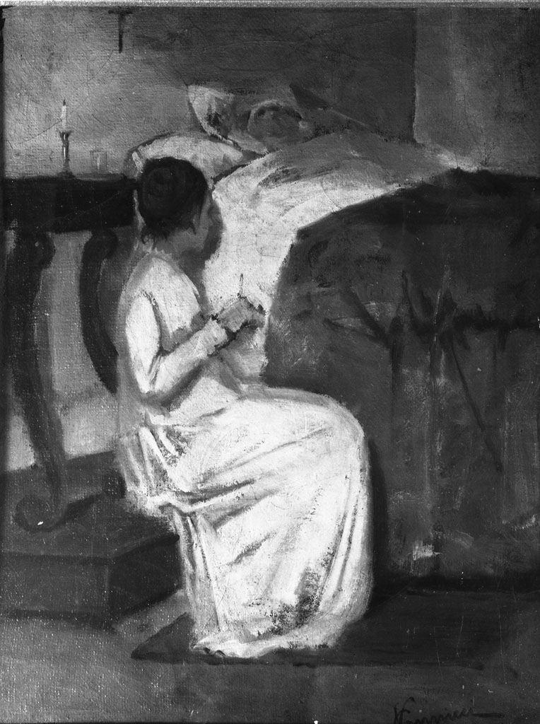 Mammina infermiera, scena familiare (dipinto) di Cannicci Nicolò (sec. XIX)