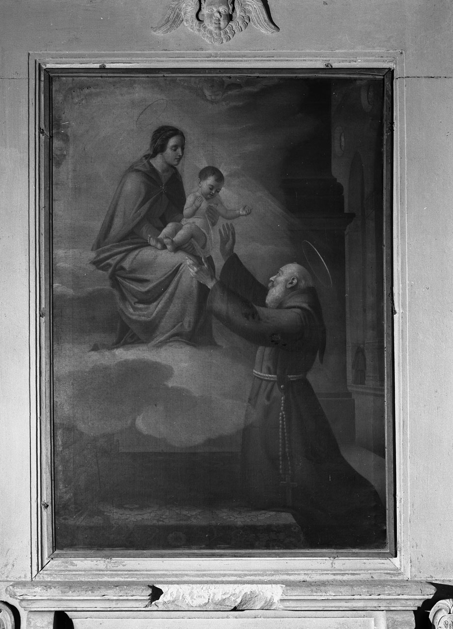 Madonna con Bambino e San Felice da Cantalice (addobbo di dipinto) di Vicinelli Odoardo (inizio sec. XVIII)