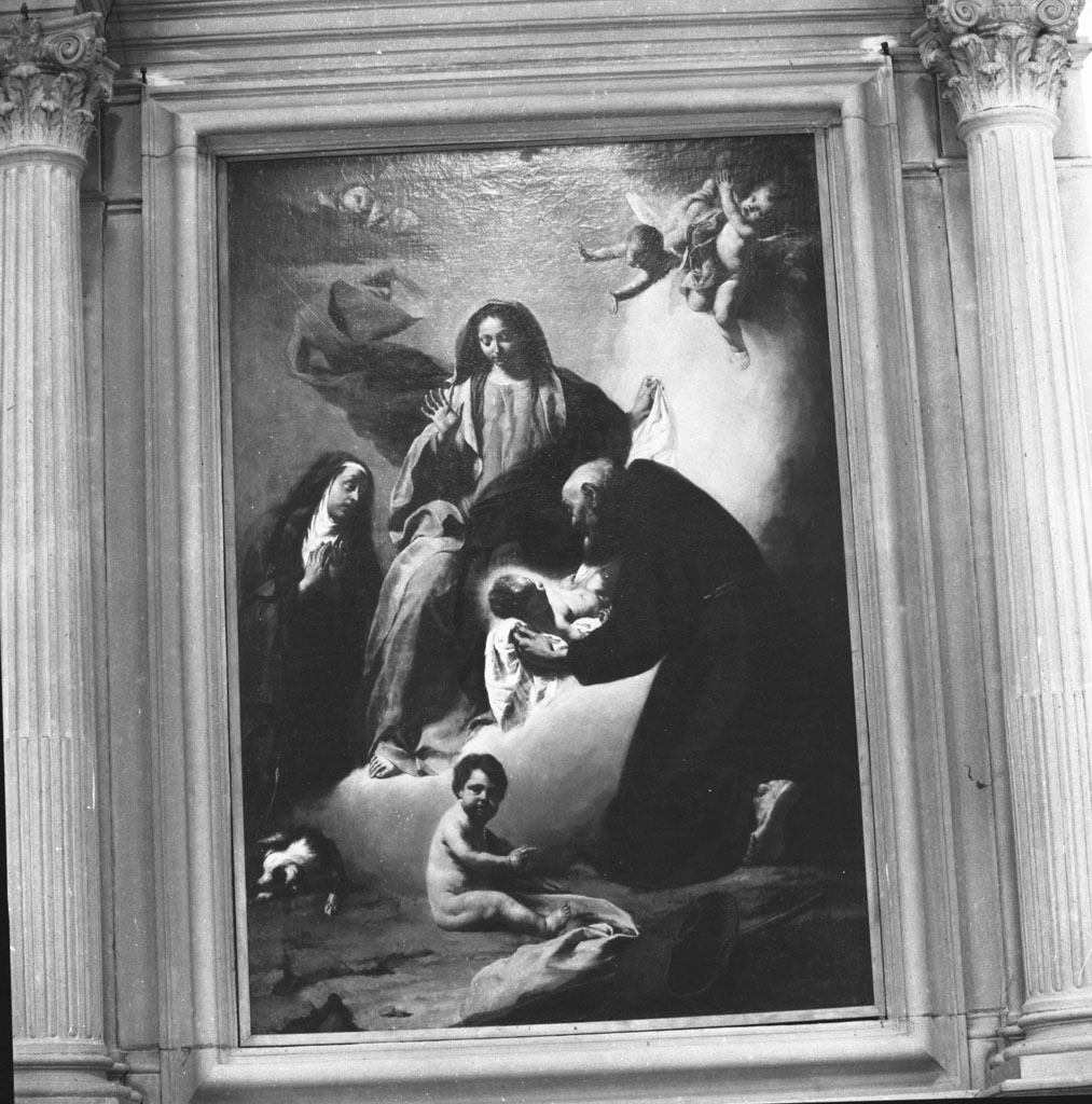 Madonna con Bambino e altri personaggi (dipinto) di Angeli Giuseppe (sec. XVIII)