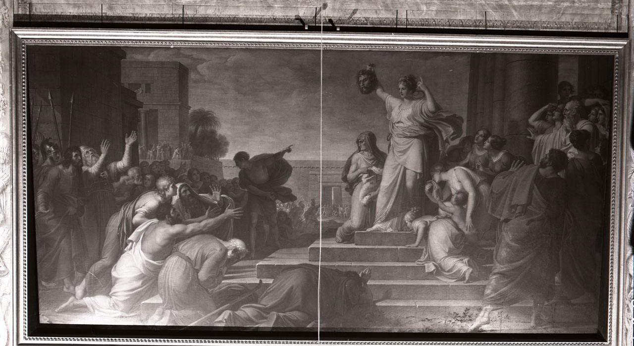 Giuditta mostra al popolo la testa di Oloferne (dipinto, opera isolata) di Benvenuti Pietro (attribuito) (sec. XIX)