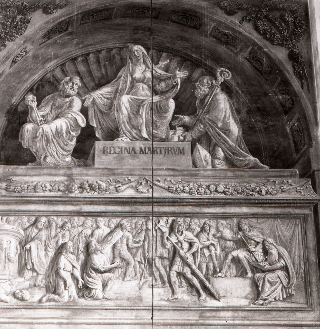 Maria regina martyrum e storie dei Santi Lorentino e Pergentino (rilievo) di Ademollo Luigi (attribuito) (sec. XIX)