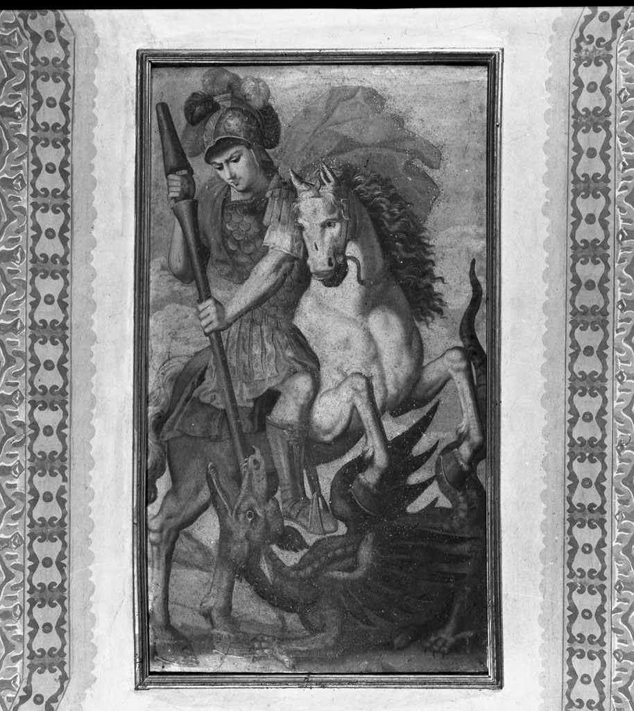 San Giorgio uccide il drago (dipinto) di Vasari Giorgio (cerchia) (prima metà sec. XVI)