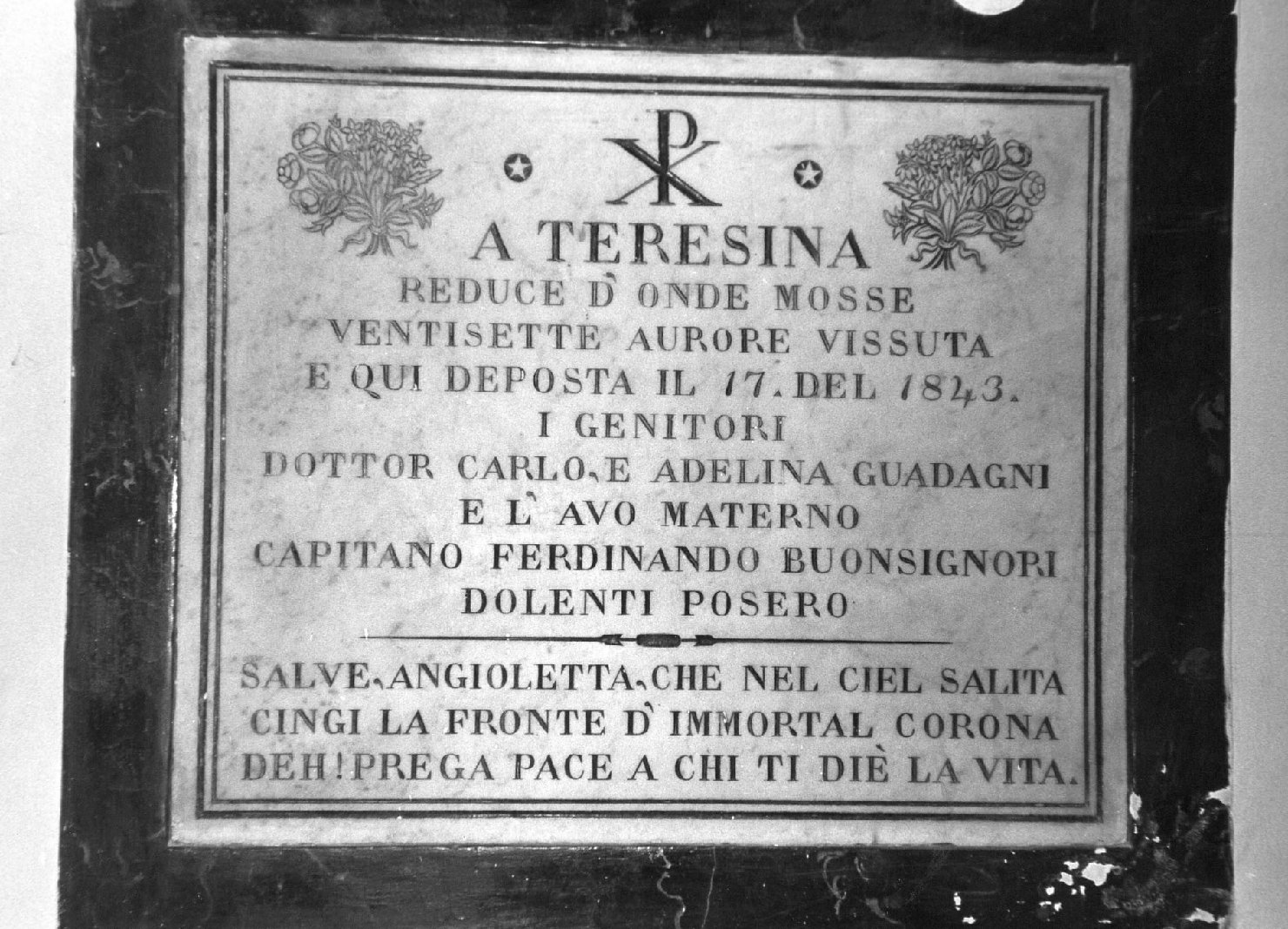 lapide tombale - bottega aretina (sec. XIX)