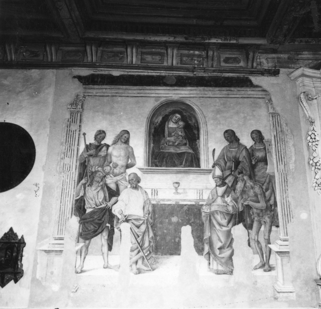 Madonna con Bambino e Santi (dipinto) di Signorelli Luca (bottega) (primo quarto sec. XVI)