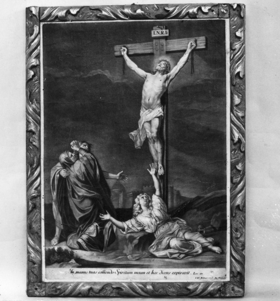 crocifissione (santino) di Ridinger Johann Elias (sec. XVIII)