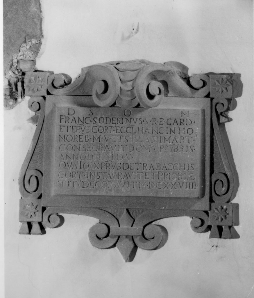 lapide commemorativa - bottega umbra (secondo quarto sec. XVII)