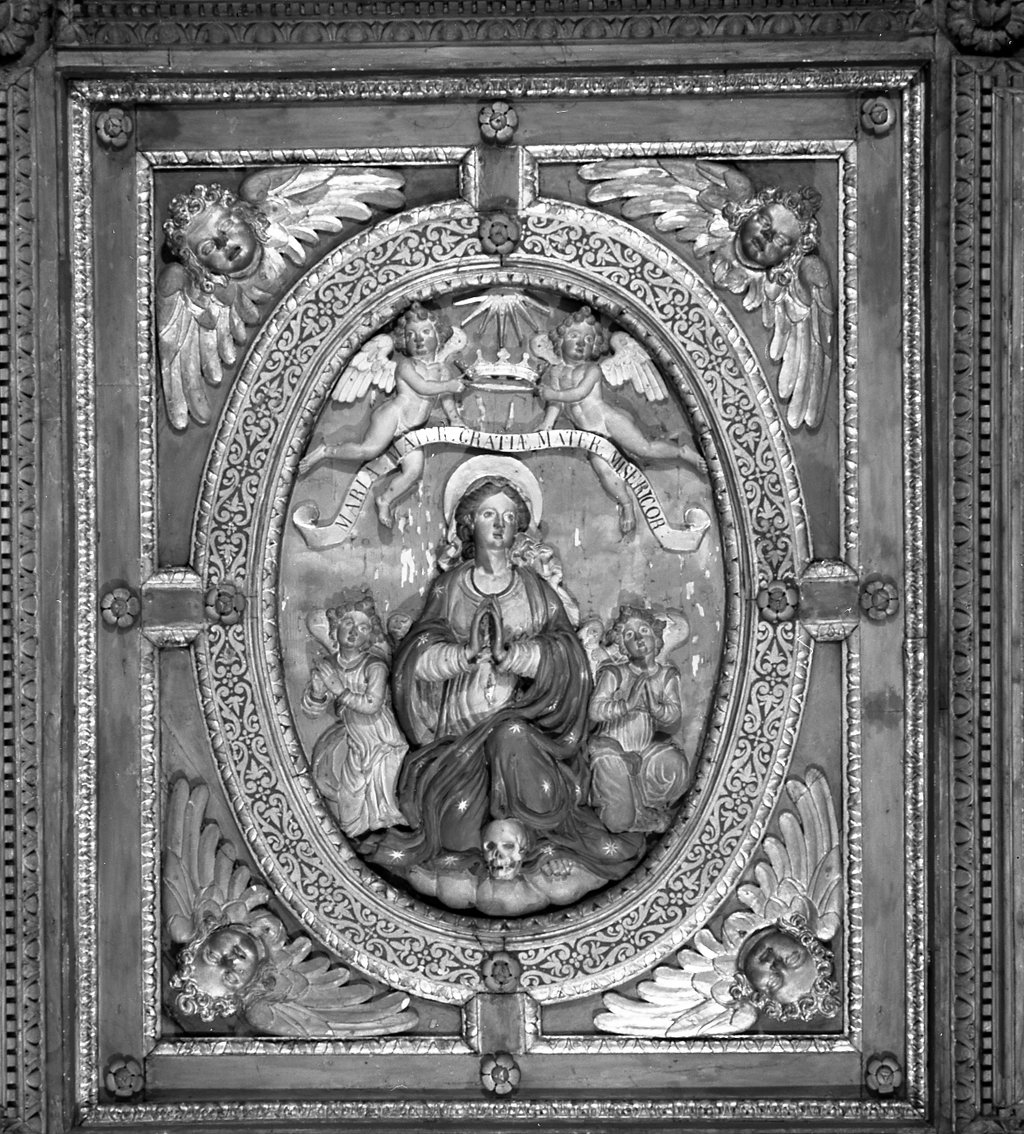 Madonna con personaggi che implorano il suo aiuto (rilievo, elemento d'insieme) - ambito italiano, ambito italiano (ultimo quarto sec. XVI)