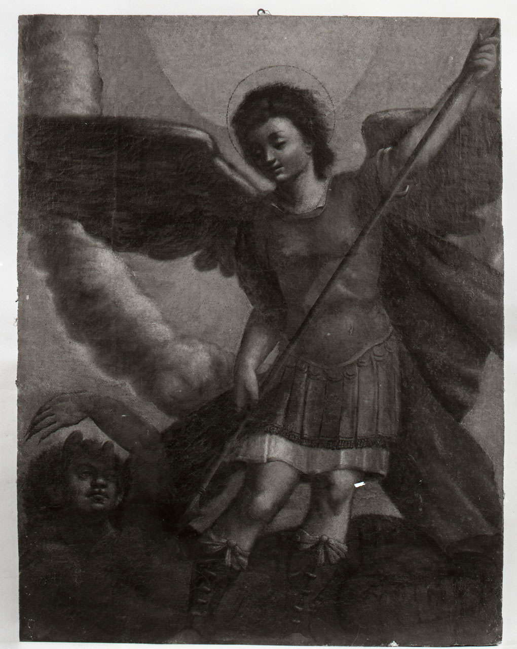 San Michele Arcangelo combatte Satana (dipinto, opera isolata) - ambito toscano (inizio sec. XVII)