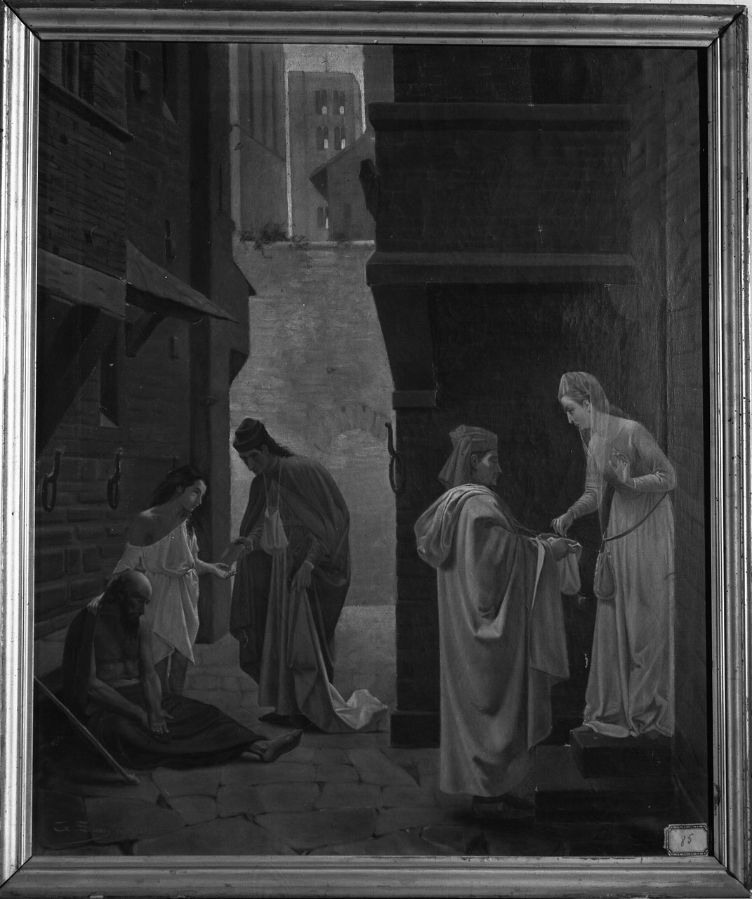 scena di carità (dipinto) di Simi C (sec. XIX)