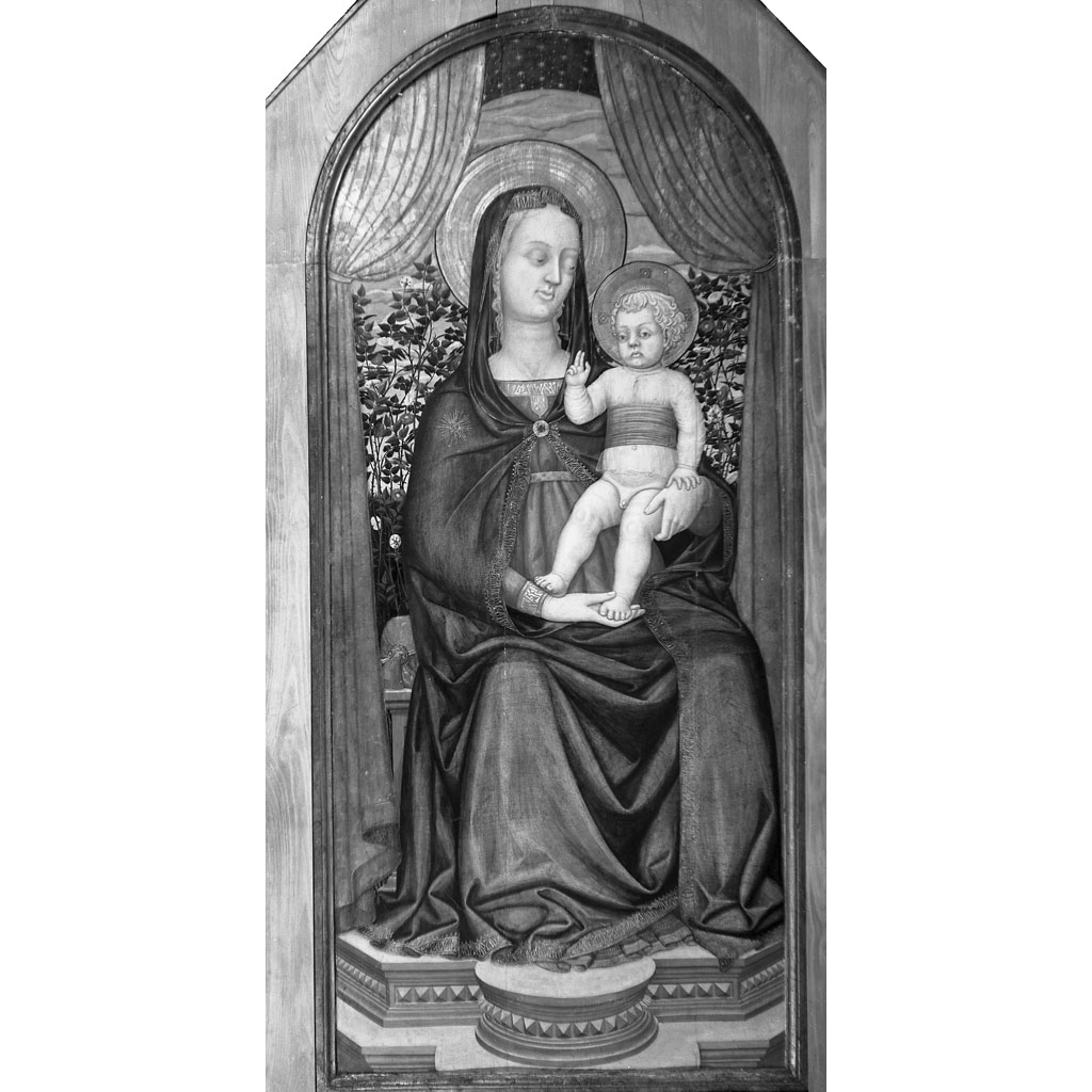 Madonna con Bambino in trono (dipinto) di Maestro del Cassone Adimari (metà sec. XV)