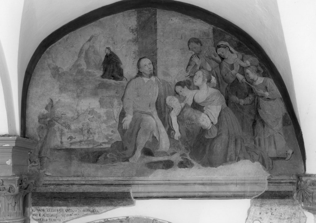 San Filippo Benizi sul letto di morte resuscita un bambino (dipinto) di Zoi Antonio (prima metà sec. XVII)
