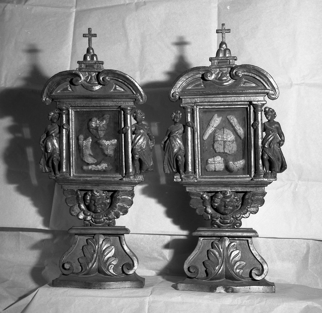 reliquiario, coppia - bottega toscana (sec. XVII)