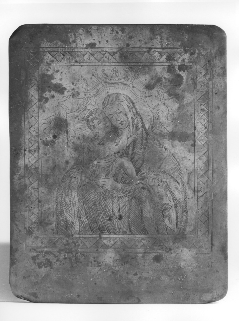 Madonna del Giglio, Madonna con Bambino e angeli (matrice) di Orlandi Giuseppe (secondo quarto sec. XIX)