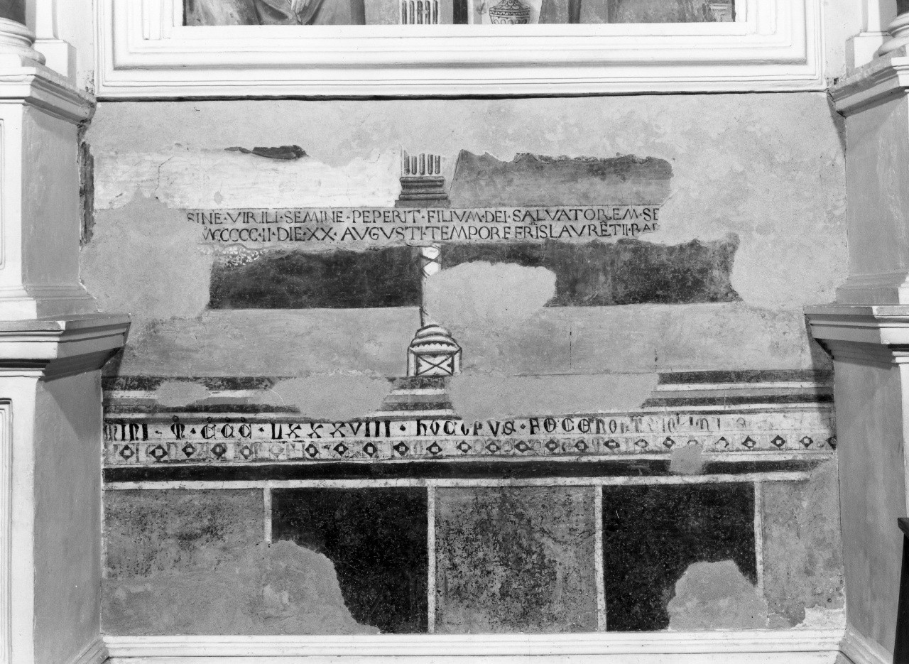 iscrizione (dipinto, frammento) - ambito fiorentino (sec. XIV)
