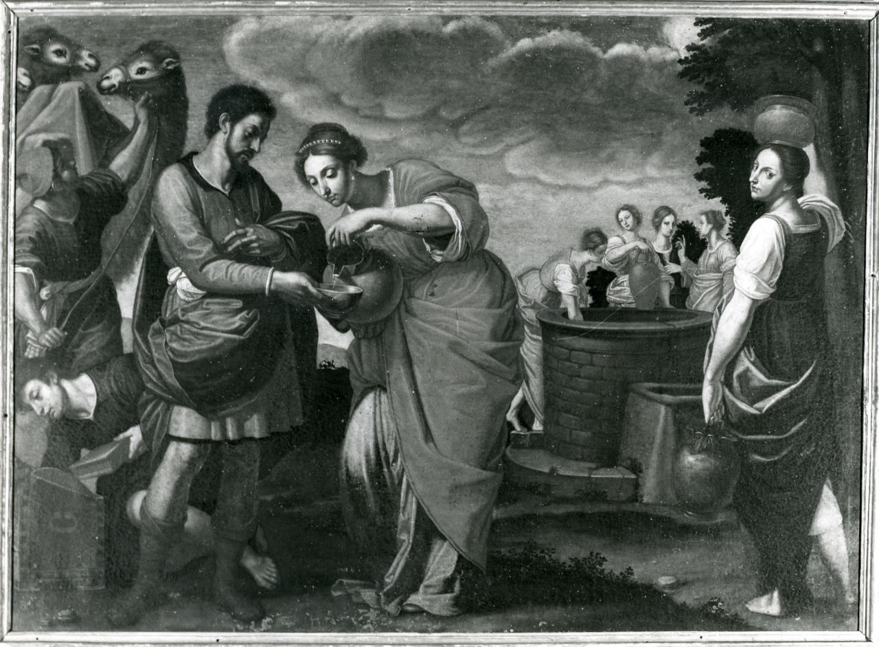 Rebecca offre da bere a Eliezer (dipinto) - ambito toscano (sec. XVII)