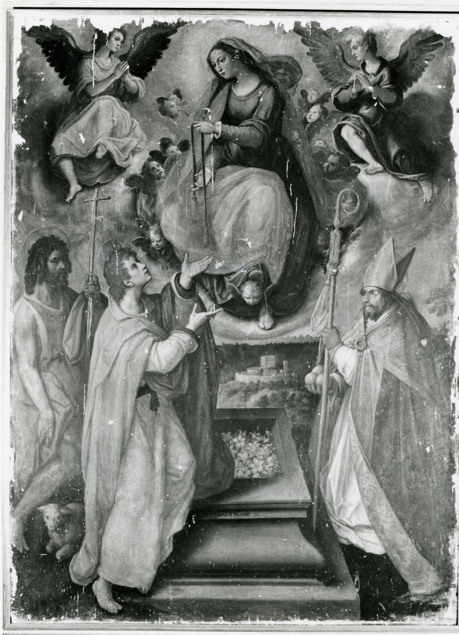 San Tommaso riceve la cintura dalla Madonna Assunta (dipinto) di Van der Straet Jan detto Giovanni Stradano (inizio sec. XVI, sec. XX)