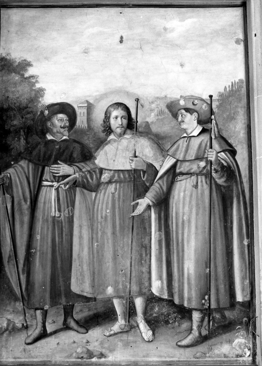 incontro di Cristo e i discepoli sulla via di Emmaus (dipinto) di Allori Alessandro (scuola) (seconda metà sec. XVI)