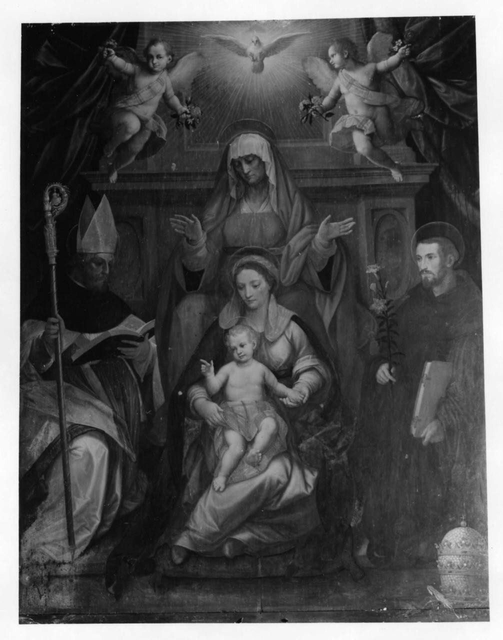 Madonna con Bambino e Santi (dipinto) di Van der Straet Jan detto Giovanni Stradano (sec. XVI)