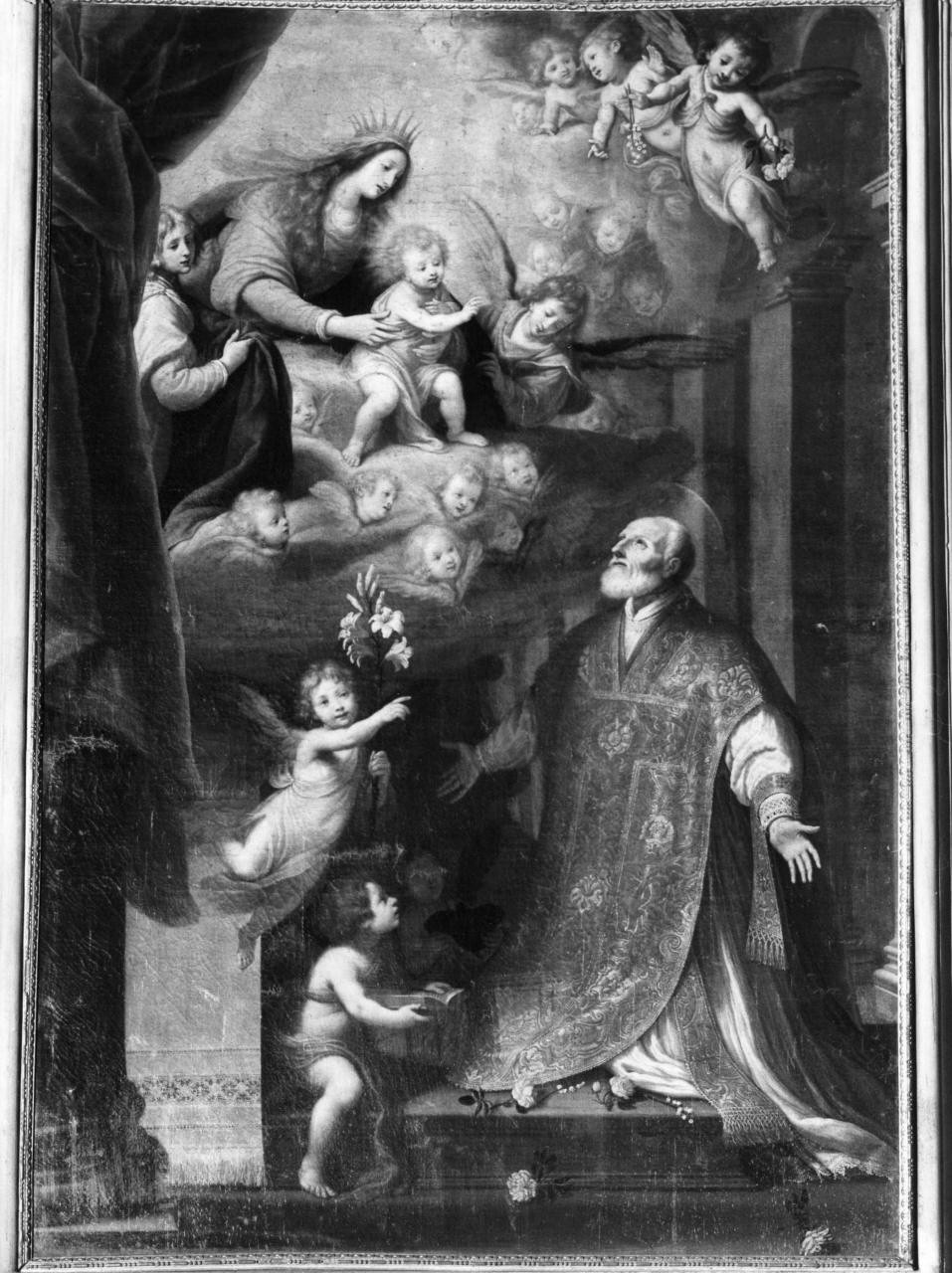 San Filippo Neri ha la visione della Madonna con Bambino (dipinto) di Rosselli Matteo (sec. XVII)