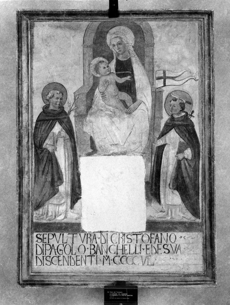 Madonna con Bambino in trono con San Domenico e San Pietro Martire (dipinto) di Tommaso di Piero del Trombetto (fine sec. XV)