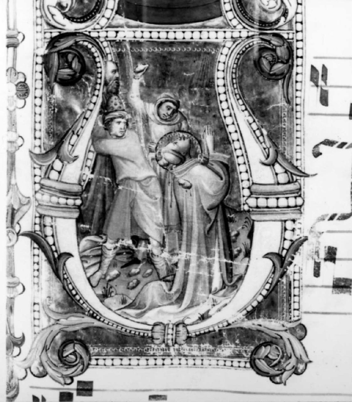 lapidazione di Santo Stefano (miniatura) di Franchi Rossello di Jacopo (sec. XV)