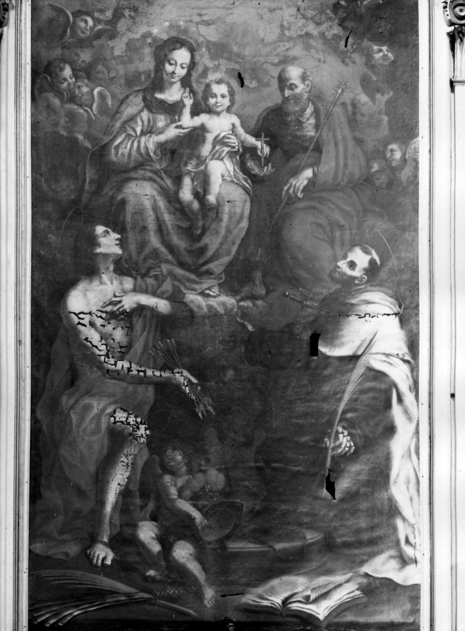 Sacra Famiglia e santi (dipinto) di Marchesini Pietro detto Ortolanino (attribuito) (secc. XVII/ XVIII)