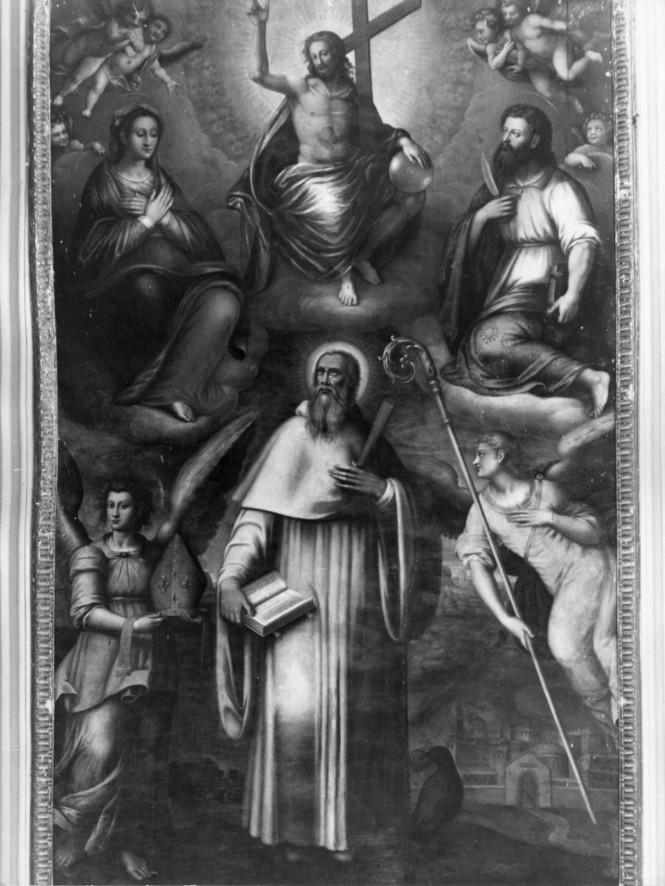 Cristo con Madonna, San Benedetto e San Bartolomeo (dipinto) di Balducci Giovanni detto Cosci (scuola) (fine sec. XVI)