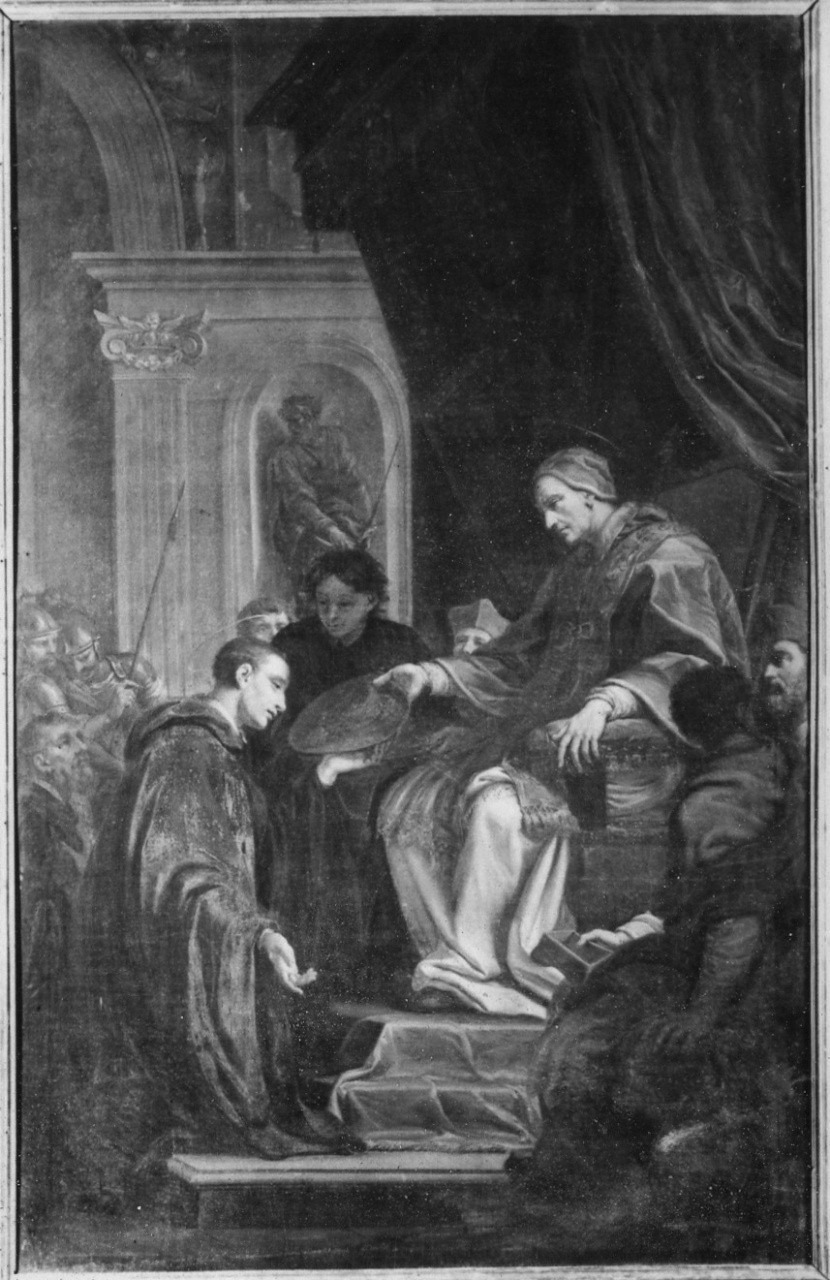 San Pietro Igneo riceve il cappello cardinalizio (dipinto) di Cipriani Giovanni Battista (metà sec. XVIII)