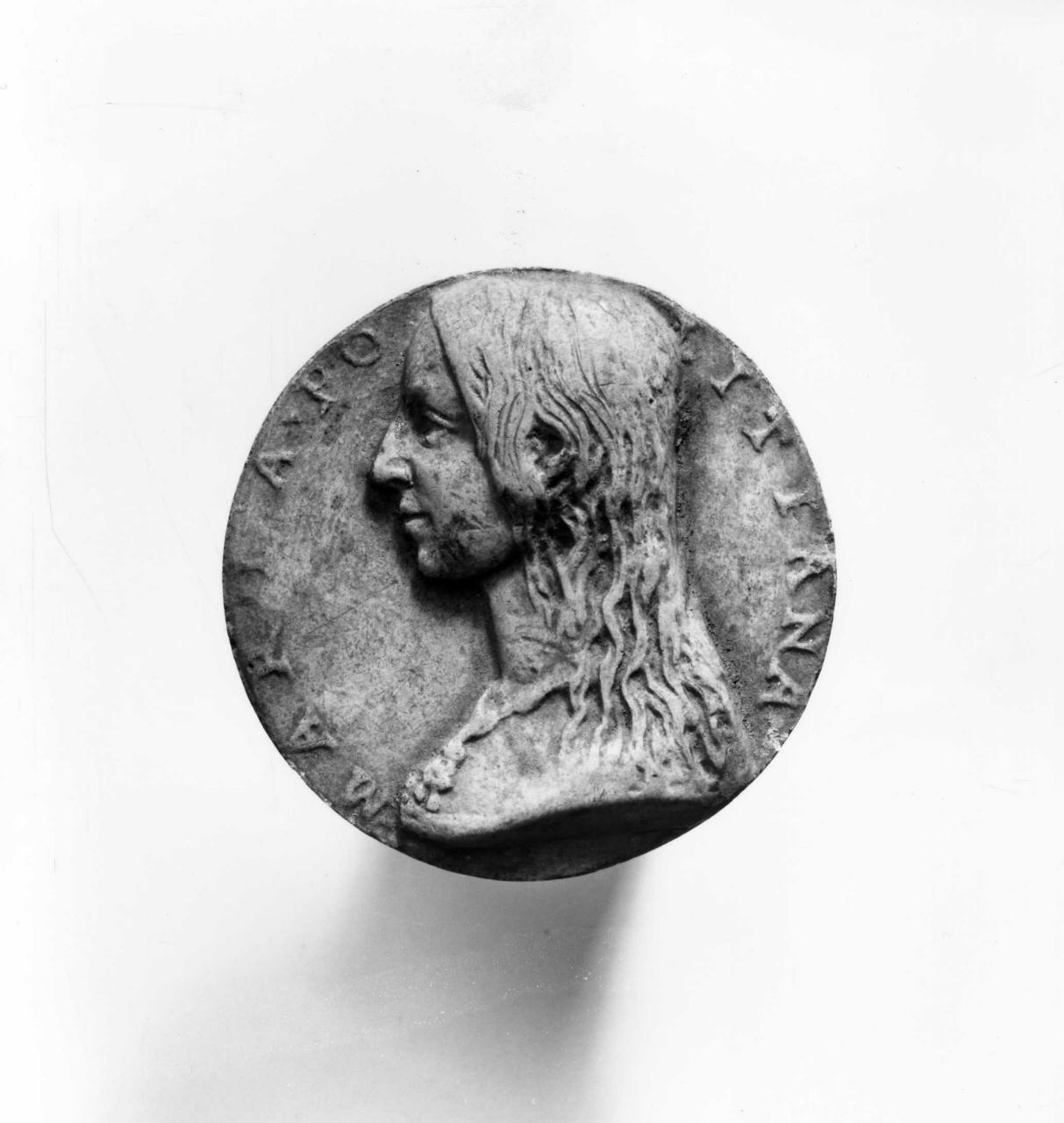 Maria Poliziana, ritratto di donna (calco di medaglia) di Lelli Oronzio (ultimo quarto sec. XIX)