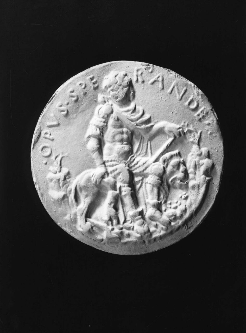 Marino Caracciolo di Napoli a cavallo di un leone (calco di medaglia) di Lelli Oronzio (ultimo quarto sec. XIX)