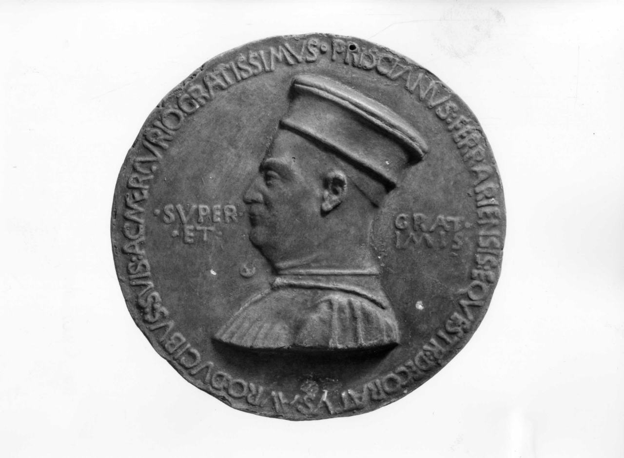 ritratto di Prisciano de' Prisciani (calco di medaglia) di Lelli Oronzio (ultimo quarto sec. XIX)