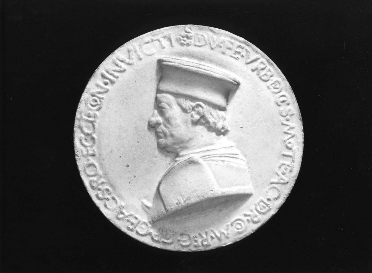ritratto di Federico da Montefeltro (calco di medaglia) di Lelli Oronzio (ultimo quarto sec. XIX)