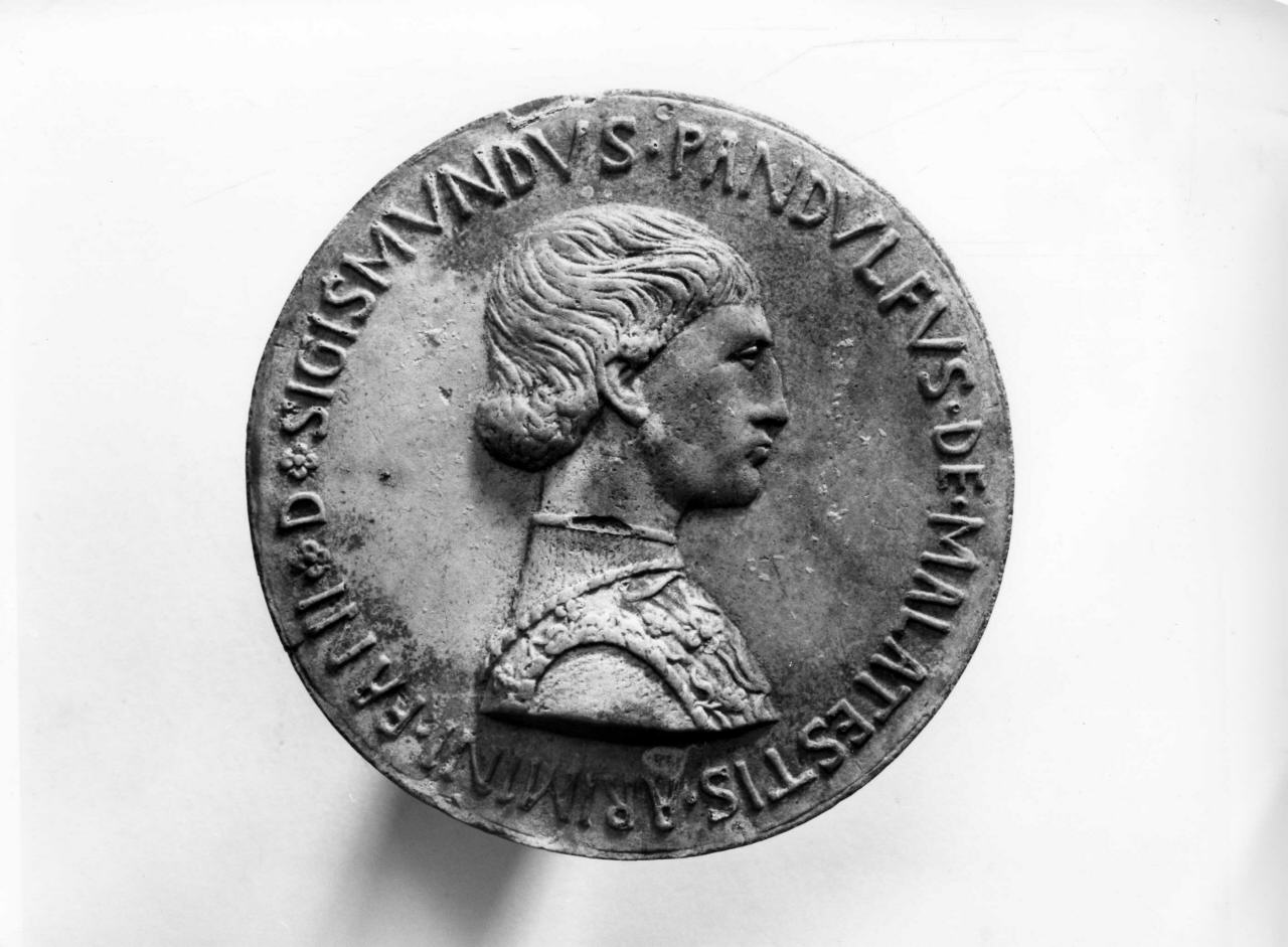 ritratto di Sigismondo Pandolfo Malatesta (calco di medaglia) di Lelli Oronzio (bottega) (sec. XIX)