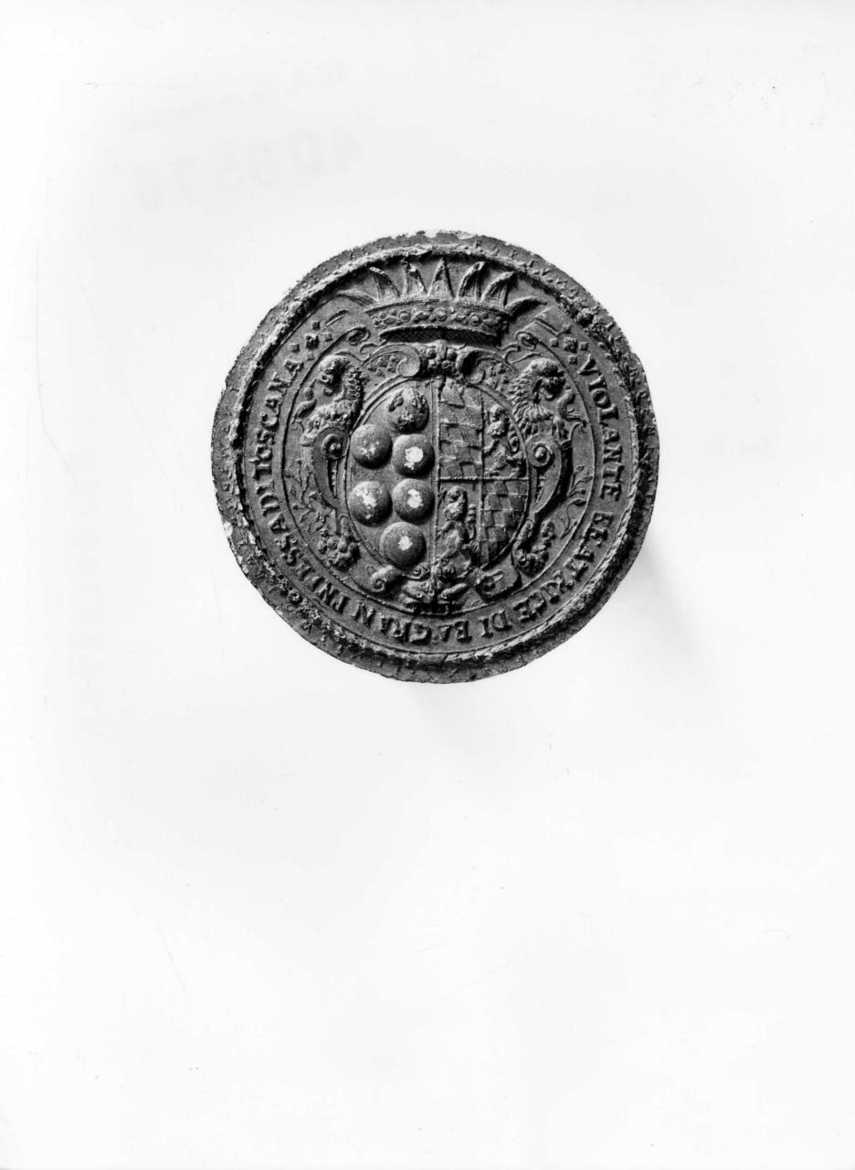 stemma gentilizio di Violante Beatrice di Baviera, stemma gentilizio (calco di sigillo) - produzione italiana (secc. XIX/ XX)