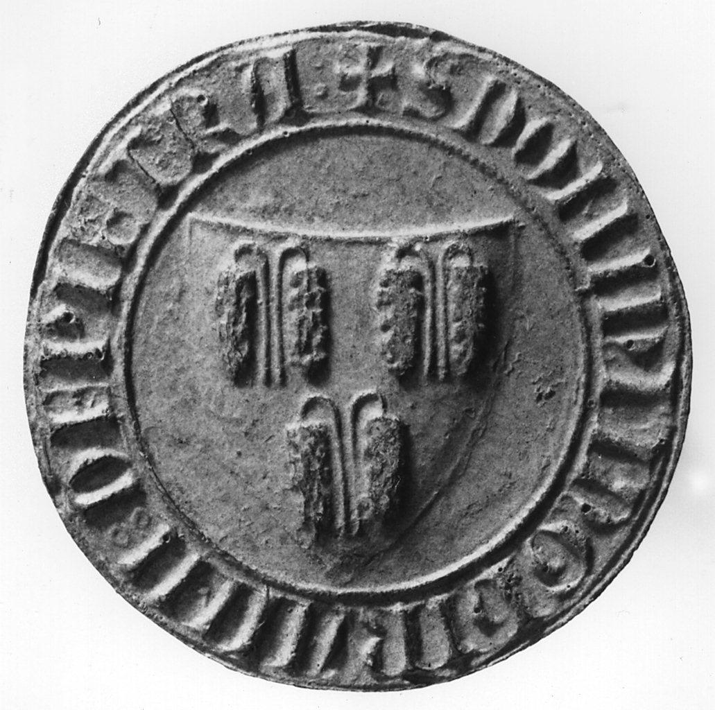 stemma gentilizio della famiglia Inghirami de Pietra (calco di sigillo) - produzione italiana (secc. XIX/ XX)