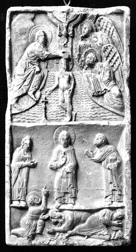 battesimo di Cristo/ Trafigurazione, episodi del Nuovo Testamento (rilievo) - bottega fiorentina (secc. XIX/ XX)