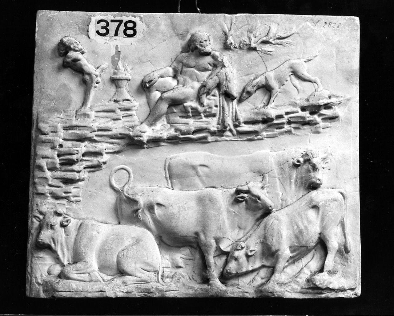 scena campestre con figure (rilievo) - produzione romana (sec. XIX)