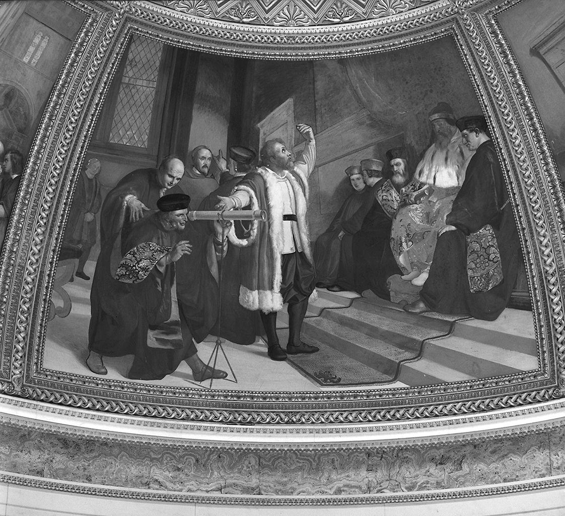 Galileo Galilei mostra al senato veneto il suo cannocchiale (dipinto) di Sabatelli Luigi (sec. XIX)
