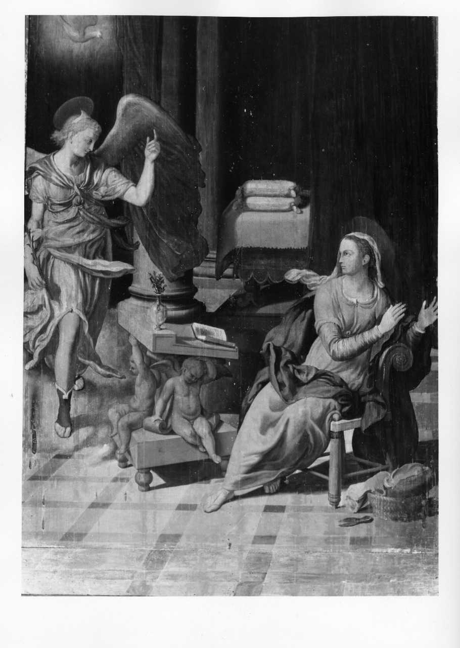 Annunciazione (dipinto) di Vini Sebastiano detto Bastiano Veronese (seconda metà sec. XVI)