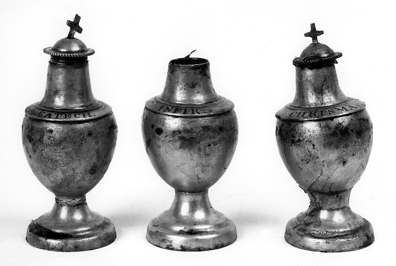 vasetti per oli santi - manifattura toscana (seconda metà sec. XIX)