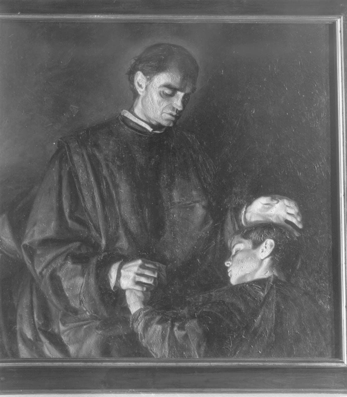 San Giovanni Bosco con bambino (dipinto) - ambito toscano (prima metà sec. XX)