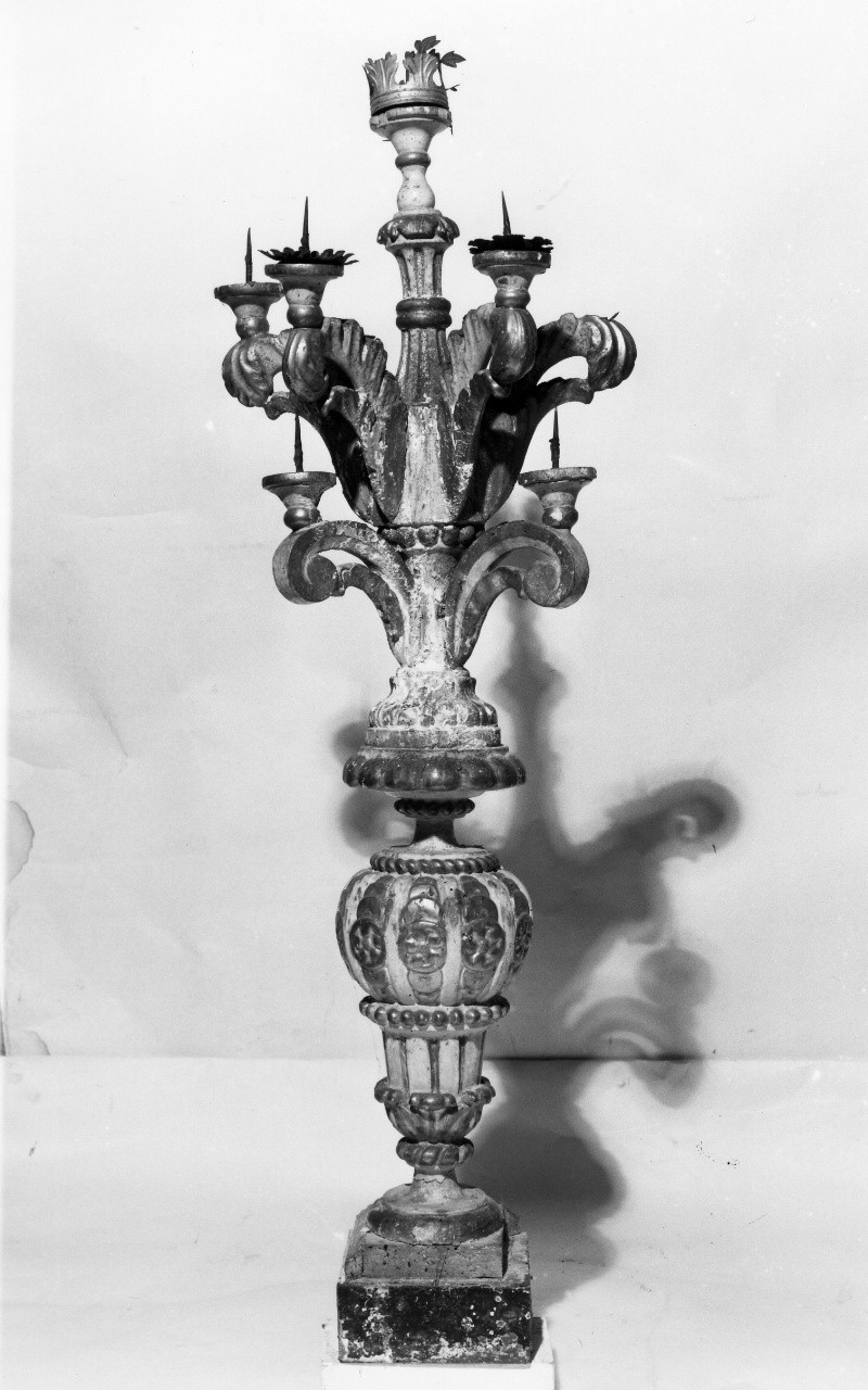 candelabro, serie - bottega toscana (fine/inizio secc. XVIII/ XIX)