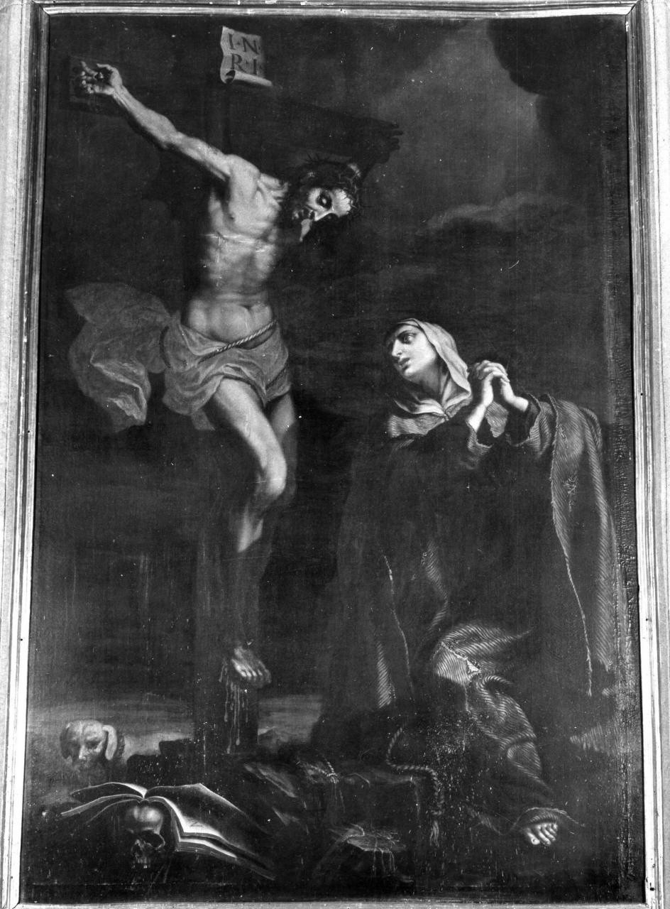 Cristo crocifisso adorato da Santa Margherita da Cortona (dipinto) di Marchesini Pietro detto Ortolanino (attribuito) (sec. XVIII)