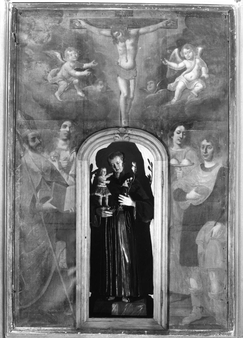 Cristo Crocifisso tra i Santi Nicola di Bari, Santa Maria Maddalena, Sant'Agata e San Giuliano (dipinto) - ambito toscano (sec. XVII)