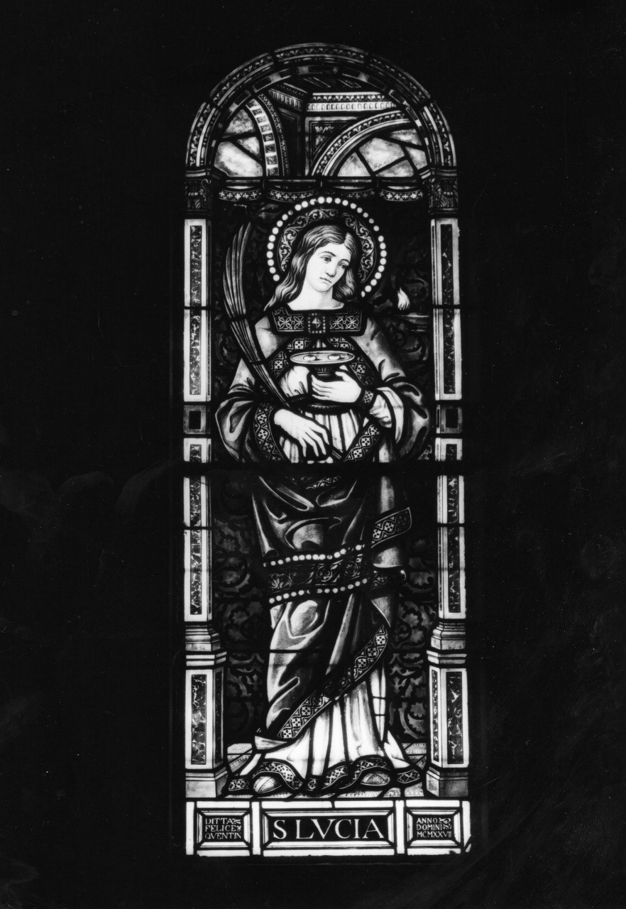 Santa Lucia (vetrata, pendant) di Quentin Felice ditta (sec. XX)