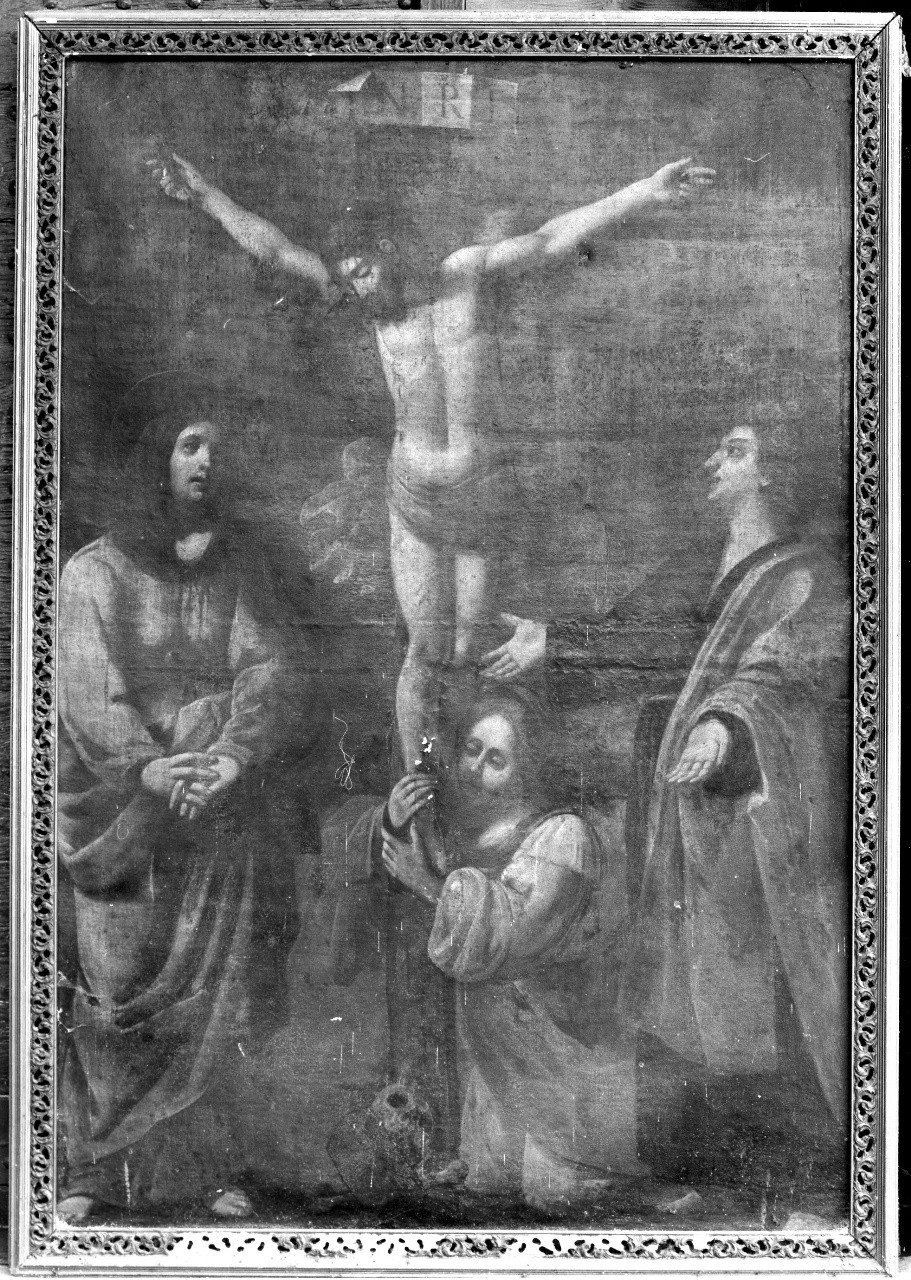 Cristo crocifisso con la Madonna, Santa Maria Maddalena e San Giovanni (dipinto) - ambito toscano (sec. XVII)